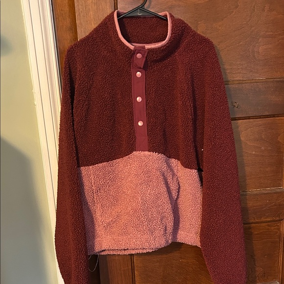 Old Navy Burgundy and Pink Fleece Hoodie - Picture 1 of 3